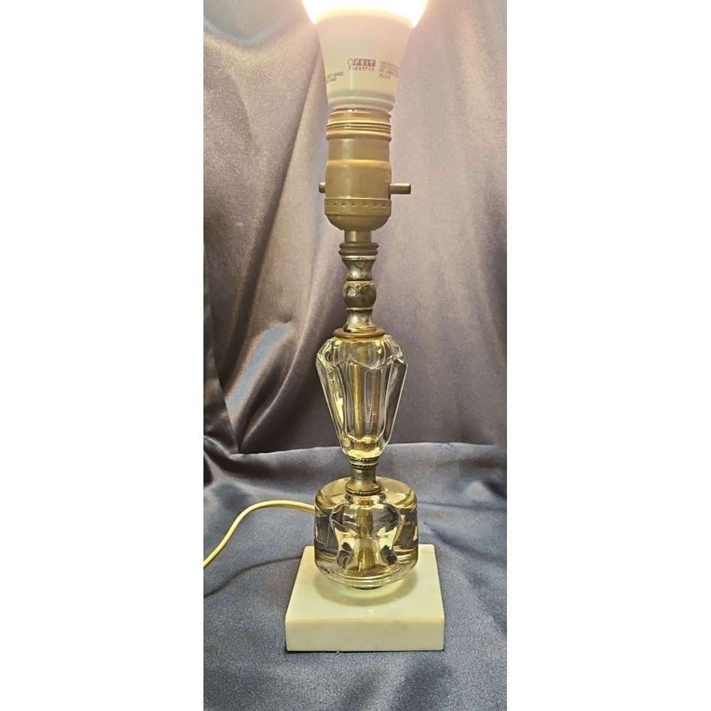 Vintage‎ Glass with Marble base  Art Deco Table Lamp